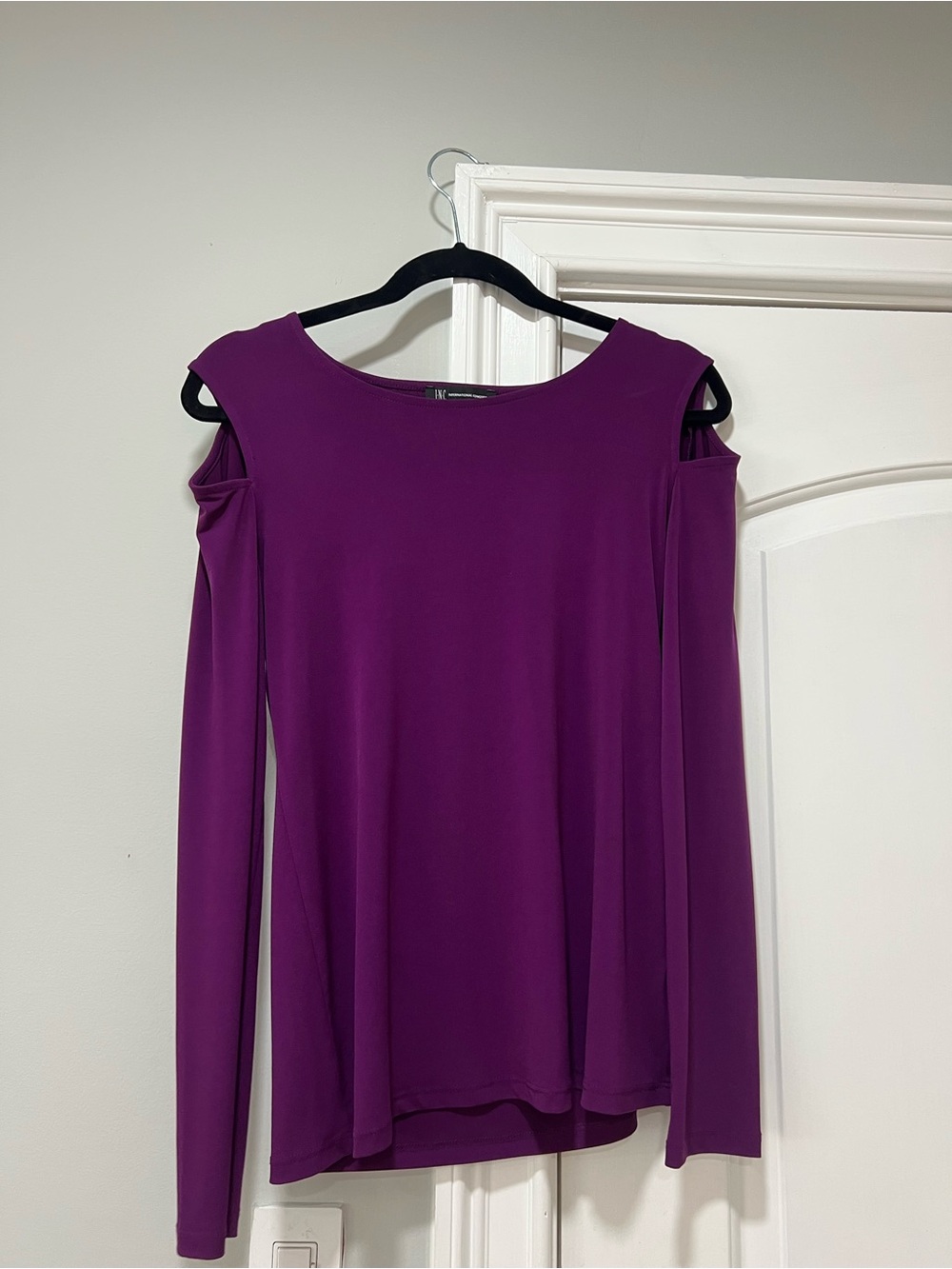 INC International Concepts Purple Cold-Shoulder Long Sleeve Top